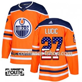 Adidas Maillot de Hockey Edmonton Oilers Milan Lucic 27 2017-2018 Orange USA Flag Fashion Authentic - Enfant